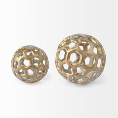 Moyer Gold Small Metal Hollow Decorative Orb - Ornate Home