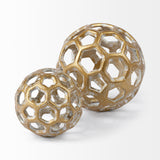 Moyer Gold Small Metal Hollow Decorative Orb - Ornate Home