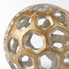 Moyer Gold Small Metal Hollow Decorative Orb - Ornate Home