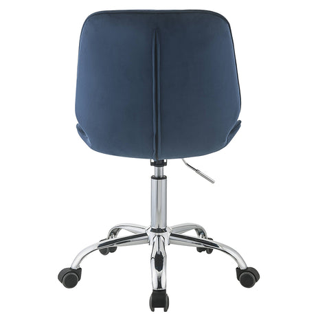 Muata Twilight Blue Velvet & Chrome Office Chair - Ornate Home