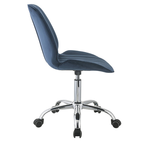 Muata Twilight Blue Velvet & Chrome Office Chair - Ornate Home