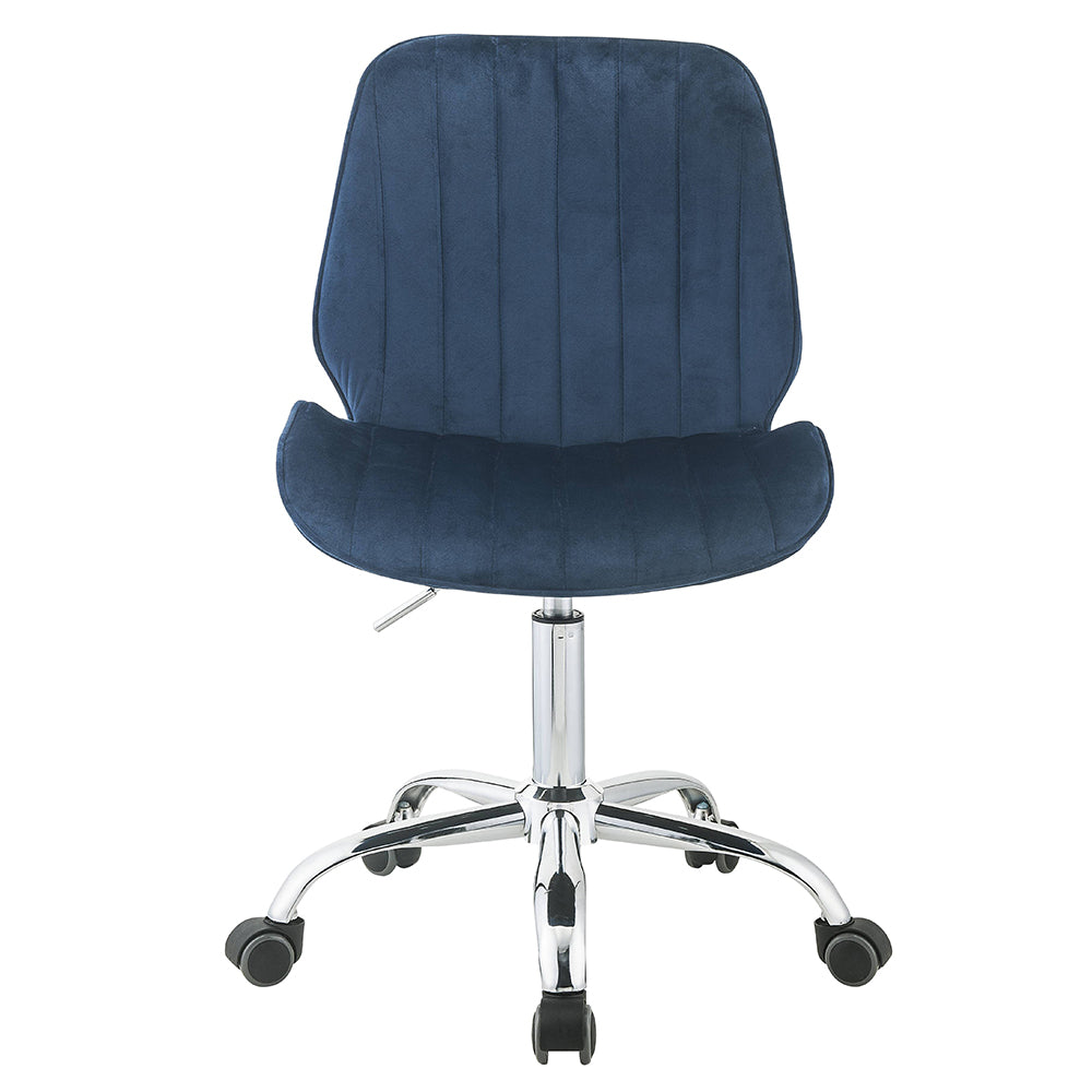 Muata Twilight Blue Velvet & Chrome Office Chair - Ornate Home