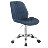 Muata Twilight Blue Velvet & Chrome Office Chair - Ornate Home