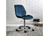 Muata Twilight Blue Velvet & Chrome Office Chair - Ornate Home