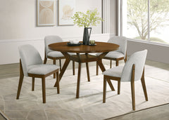 Mueller Brown And Beige 5-Piece 48-inch Round Dining Set - Ornate Home