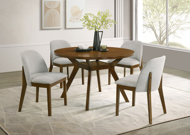 Mueller Brown And Beige 5-Piece 48-inch Round Dining Set - Ornate Home