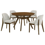 Mueller Brown And Beige 5-Piece 48-inch Round Dining Set - Ornate Home