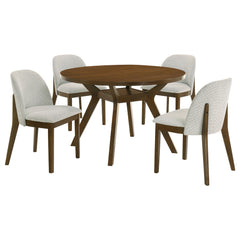 Mueller Brown And Beige 5-Piece 48-inch Round Dining Set - Ornate Home