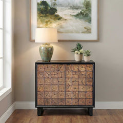 Muestra Black/Woodtone Wood Grain 2 Door Cabinet - Ornate Home