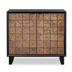 Muestra Black/Woodtone Wood Grain 2 Door Cabinet - Ornate Home