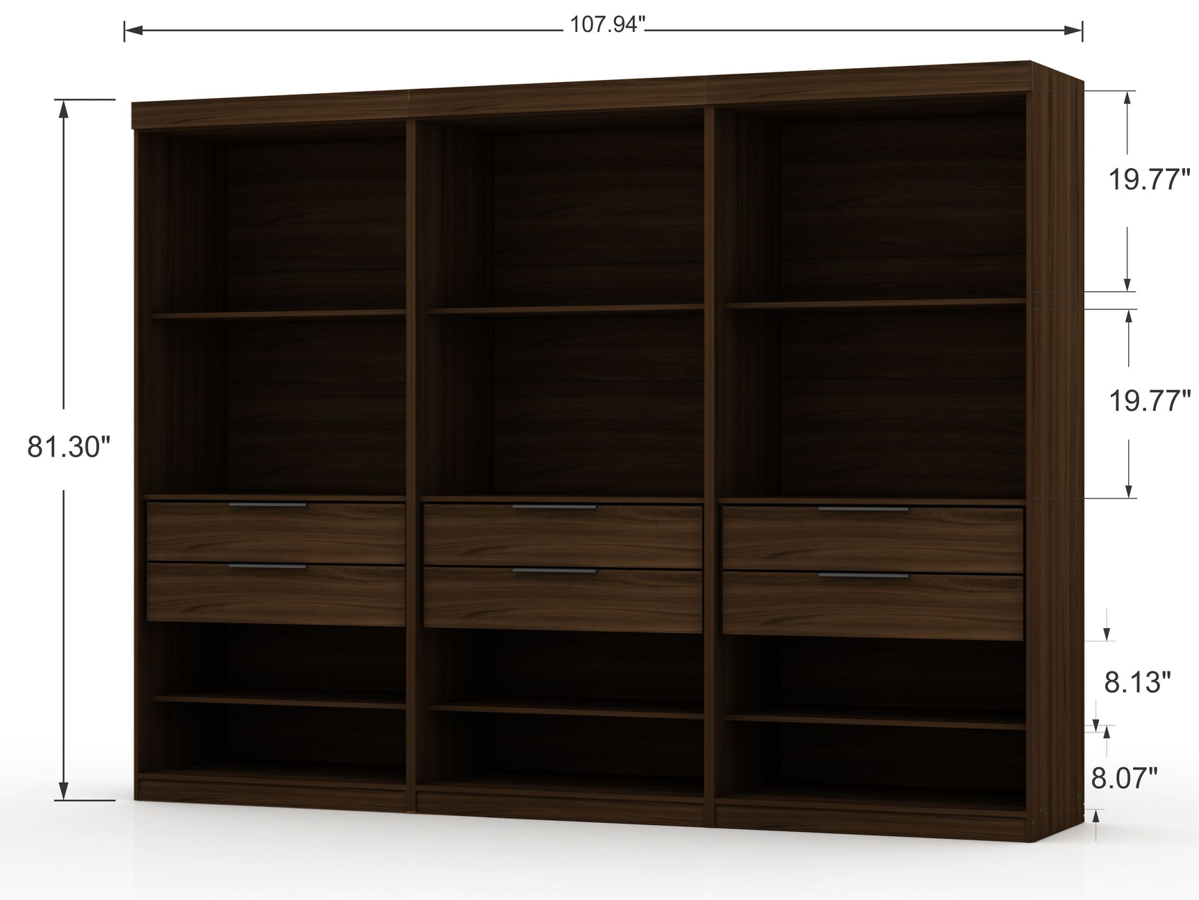 Mulberry 2.0 Wardrobe Closet in Brown (set of 3) - Ornate Home