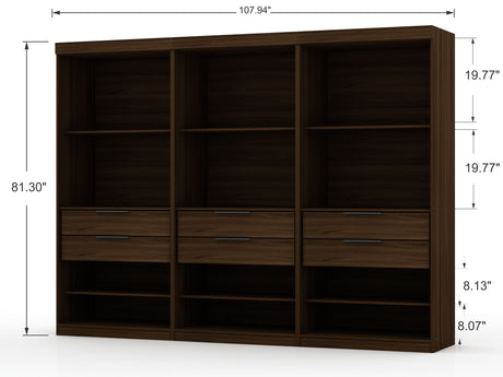 Mulberry 2.0 Wardrobe Closet in Brown (set of 3) - Ornate Home