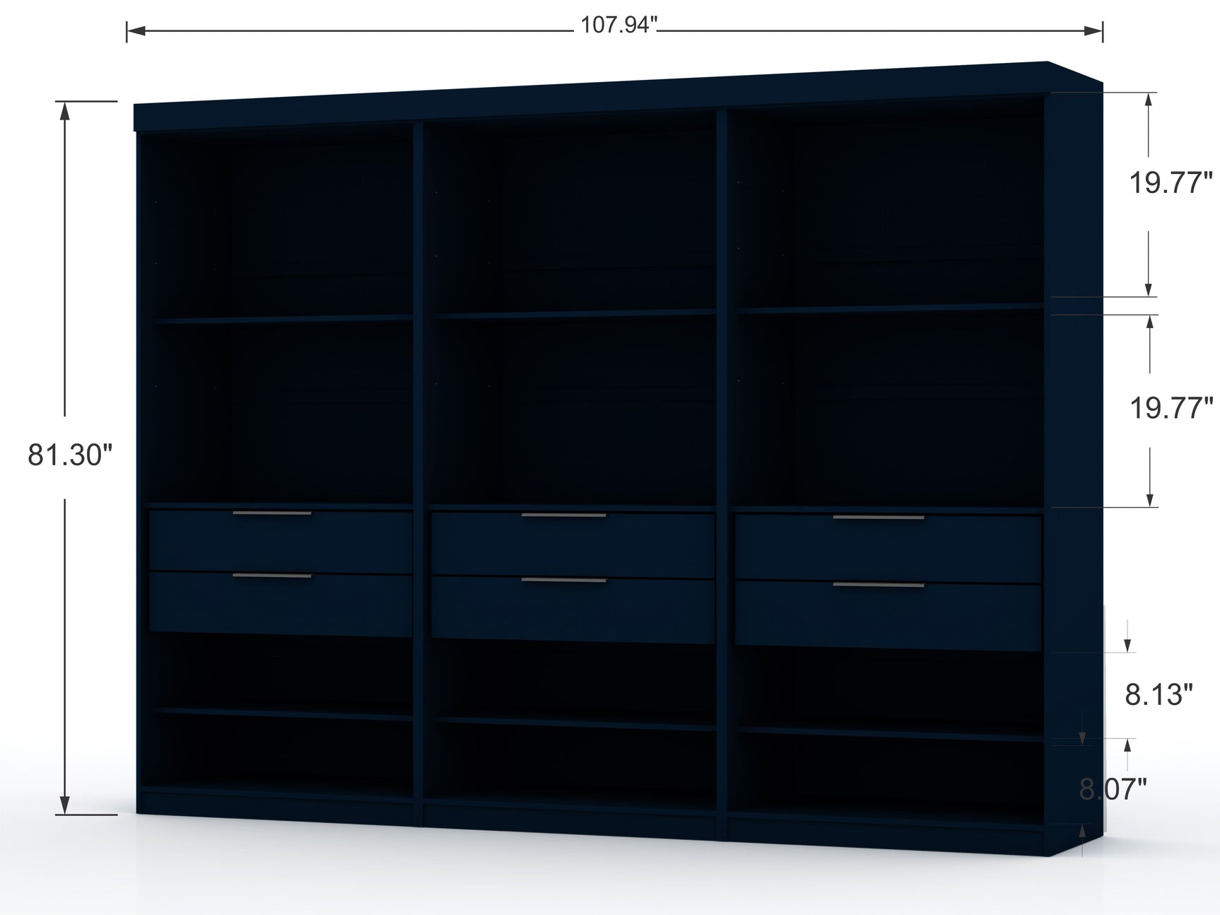 Mulberry Open 3 Sectional Closet in Tatiana Midnight Blue (set of 3) - Ornate Home