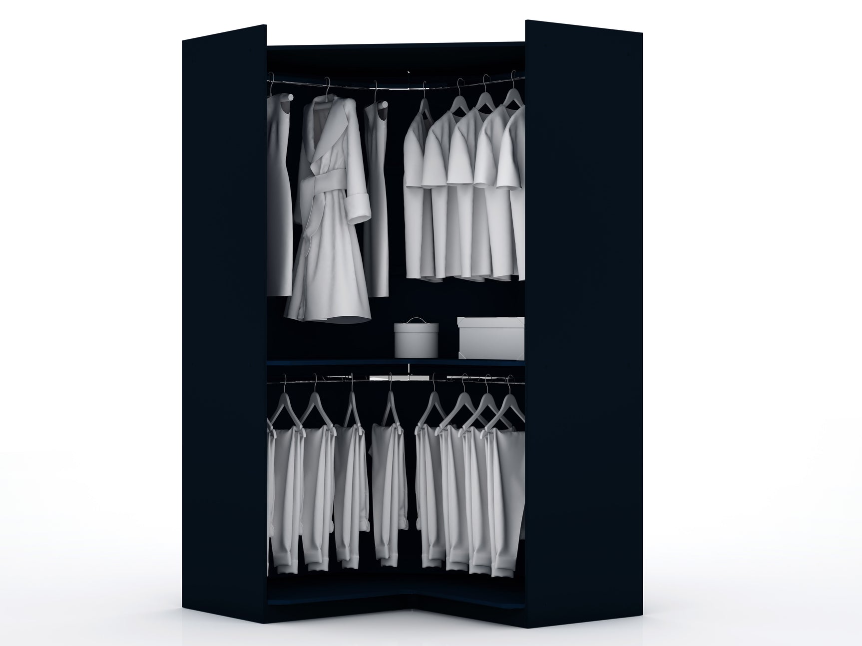 Mulberry Open 3 Sectional Corner Closet in Tatiana Midnight Blue (set of 3) - Ornate Home