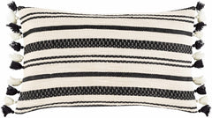 Munden Black White Striped Lumbar Pillow - Clearance - Ornate Home