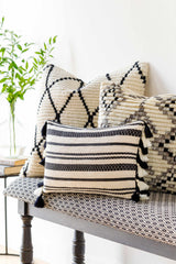 Munden Black White Striped Lumbar Pillow - Clearance - Ornate Home