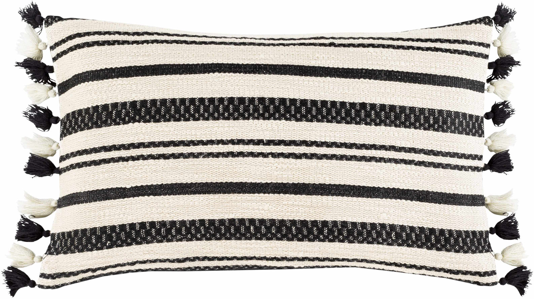 Munden Black White Striped Lumbar Pillow - Promo - Ornate Home