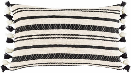 Munden Black White Striped Lumbar Pillow - Promo - Ornate Home