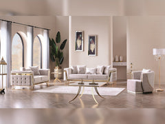 Munich Cream 3-pieces (Sofa & Loveseat & Chair) Living Room Set - Ornate Home