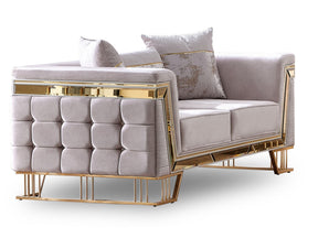 Munich Cream Stationary Loveseat - Ornate Home
