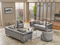 Munich Grey 3-pieces (Sofa & Loveseat & Chair) Living Room Set - Ornate Home