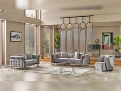 Munich Grey 3-pieces (Sofa & Loveseat & Chair) Living Room Set - Ornate Home
