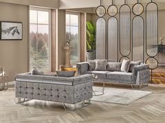 Munich Grey Stationary Sofa - Ornate Home