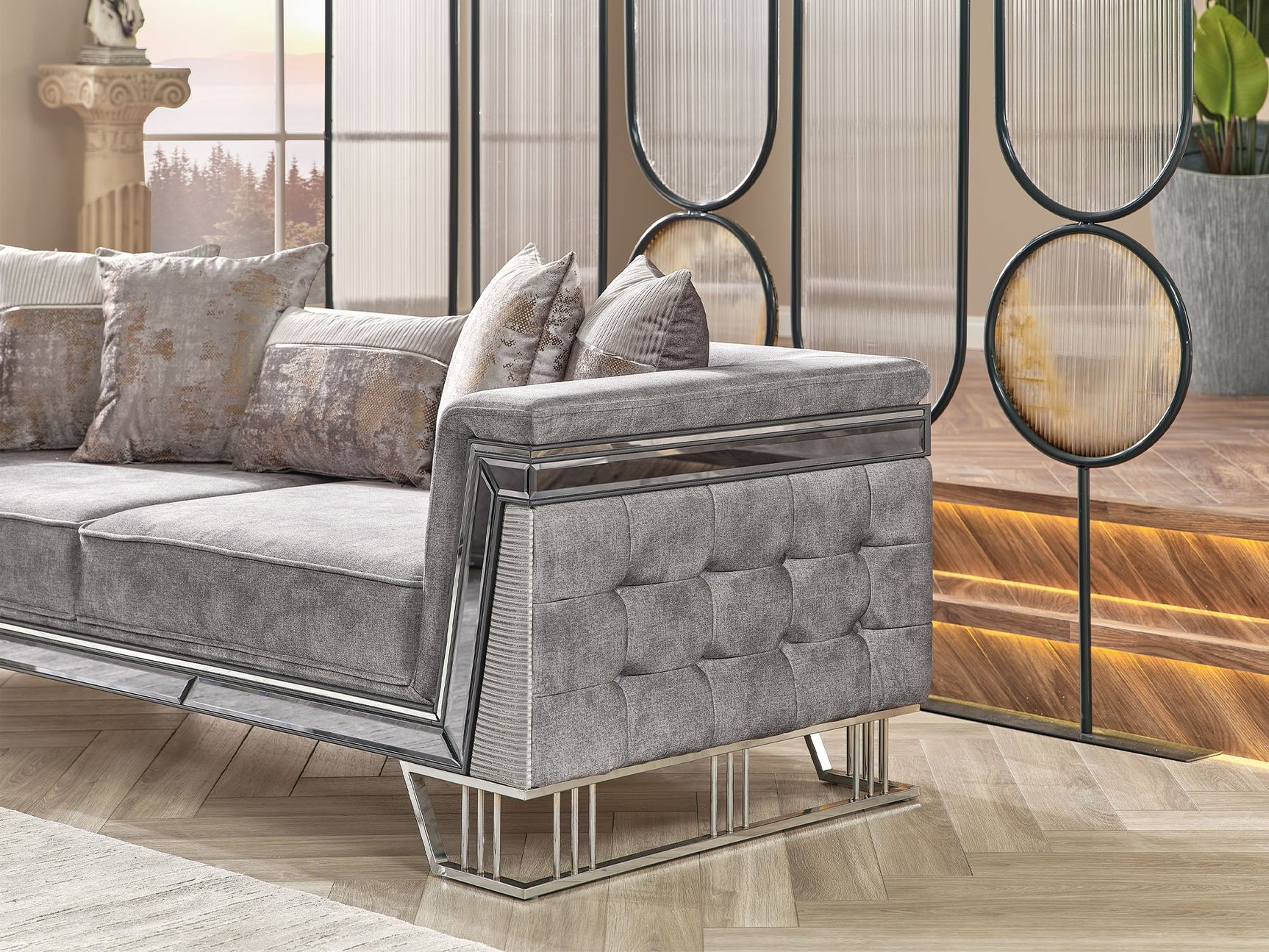 Munich Grey Stationary Sofa
