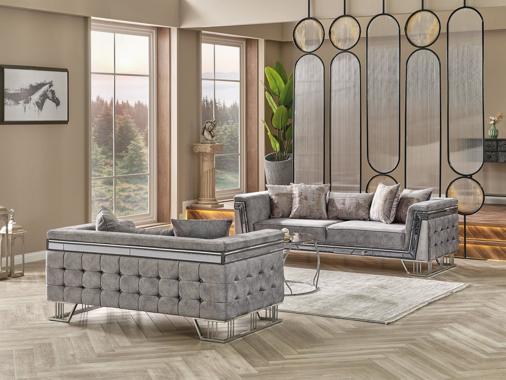 Munich Grey Stationary Loveseat