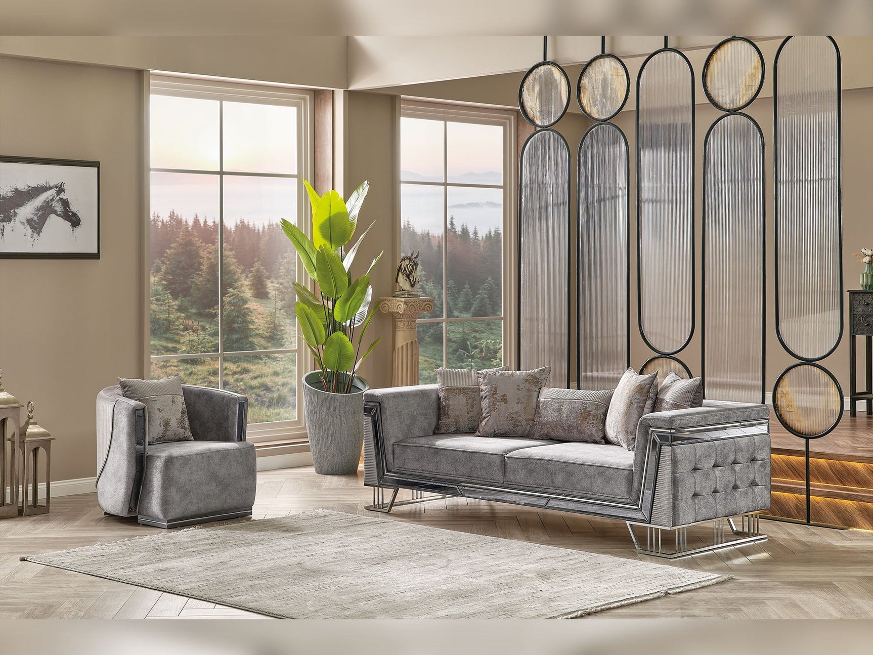 Munich Grey Stationary Sofa