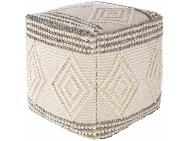 Murgon Cream W Wool Pouf - Ornate Home