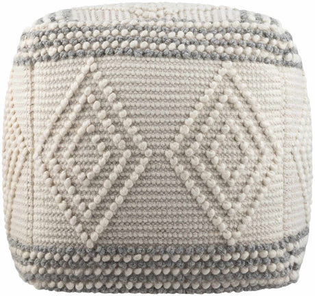 Murgon Cream W Wool Pouf - Ornate Home