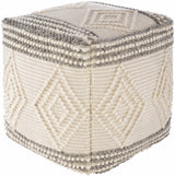 Murgon Cream W Wool Pouf - Ornate Home