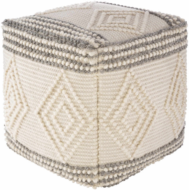 Murgon Cream W Wool Pouf - Ornate Home