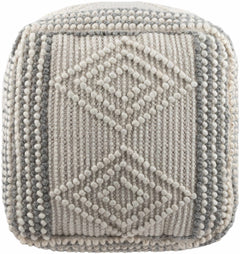 Murgon Cream W Wool Pouf - Ornate Home