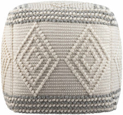 Murgon Cream W Wool Pouf - Ornate Home
