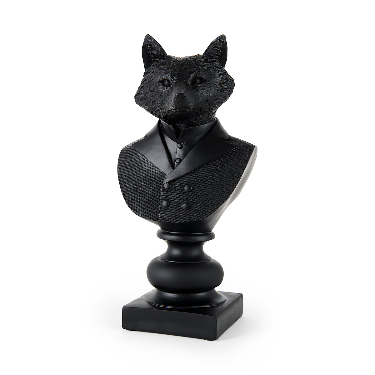 Murray Black Resin Fox in a Suit Bust - Ornate Home