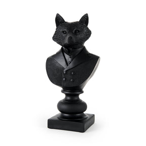Murray Black Resin Fox in a Suit Bust - Ornate Home