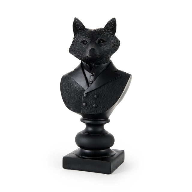 Murray Black Resin Fox in a Suit Bust - Ornate Home