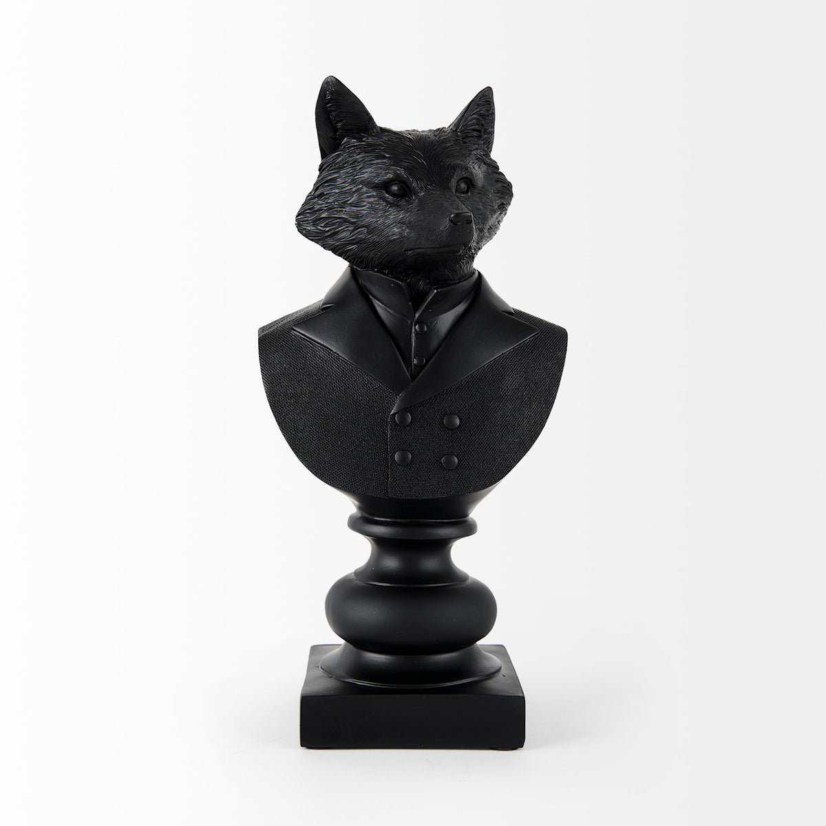 Murray Black Resin Fox in a Suit Bust - Ornate Home