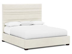 Murray White/Cream Fabric Queen Panel Bed - Ornate Home