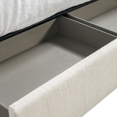 Murray White/Cream Fabric Queen Storage Panel Bed - Ornate Home
