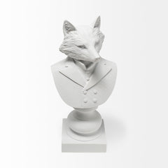 Murray White Resin Fox in a Suit Bust - Ornate Home