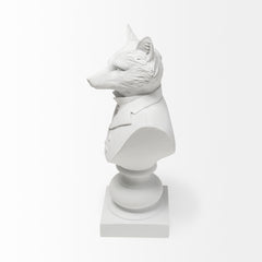 Murray White Resin Fox in a Suit Bust - Ornate Home