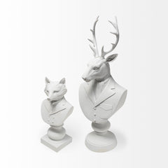 Murray White Resin Fox in a Suit Bust - Ornate Home