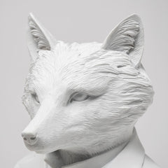 Murray White Resin Fox in a Suit Bust - Ornate Home