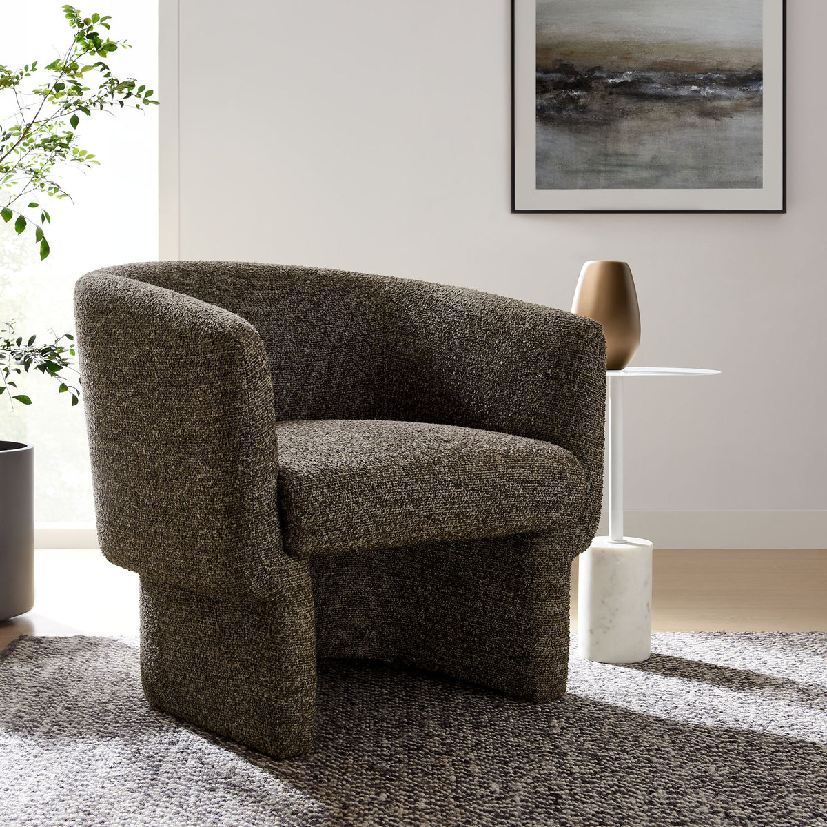 Muse Antique Boucle Fabric Barrel Accent Chair - Ornate Home