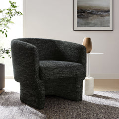 Muse Charcoal Boucle Fabric Barrel Accent Chair - Ornate Home