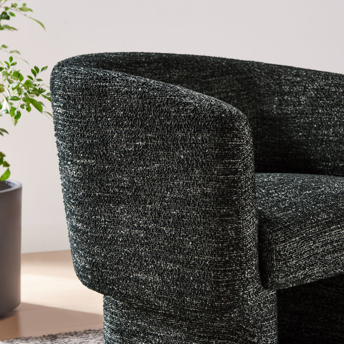 Muse Charcoal Boucle Fabric Barrel Accent Chair - Ornate Home