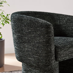 Muse Charcoal Boucle Fabric Barrel Accent Chair - Ornate Home